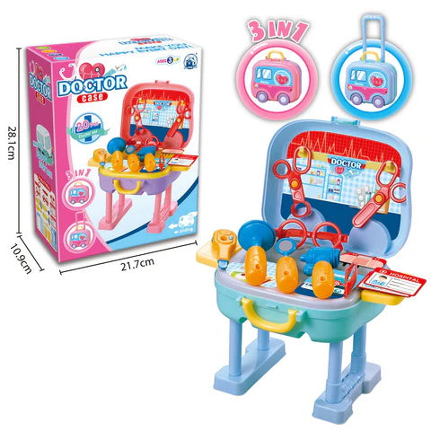 khilona-garden® 3 in 1 doctor playset trolley backpack suitcase